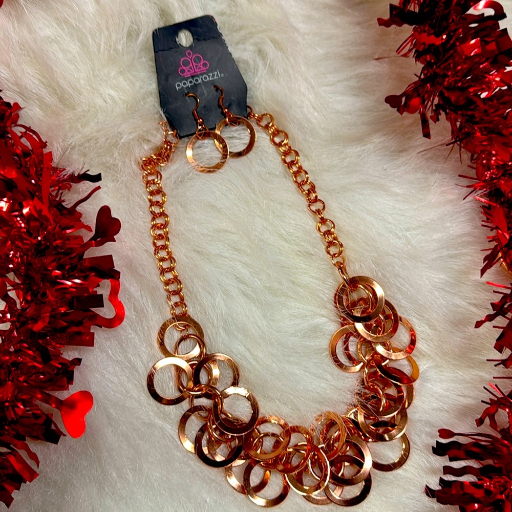 Rose gold style accessories necklace with earrings